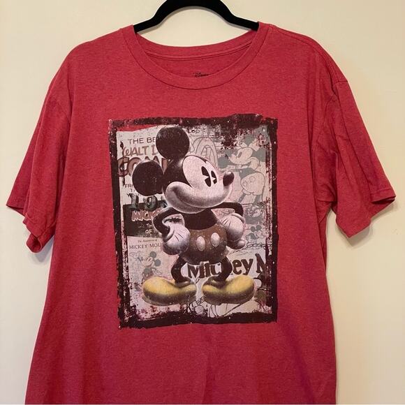 Disney L short sleeve t-shirt Mickey Mouse casual black red abstract collage - Picture 2 of 7